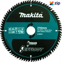 Makita E-08931 - 216mm x 30/25.4 x 80T TCT Efficut Wood Saw Blade